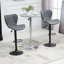 Grey Adjustable Swivel Bar Stools Set of 2 with Backrest & Footrest