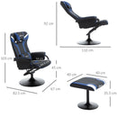 Blue Gaming Chair Set with Footrest, Headrest, and Lumbar Support