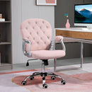 Velvet Pink Swivel Office Chair with Adjustable Height and Wheels