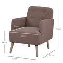 Brown Upholstered Armchair with Birch Wood Legs