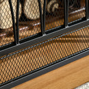 Black Metal Mesh Fireplace Screen - 3-Panel, 126 x 3 x 80 cm