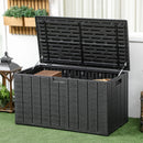 Black Outdoor Garden Storage Box with Wheels - Heavy Duty Water-resistant Container