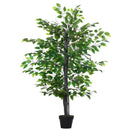 Vibrant Green Artificial Banyan Plant in Cement Pot - Indoor/Outdoor Decor