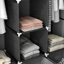 Dark Grey Fabric Wardrobe with Shelves, Hanging Rails, and Drawers - Portable and Foldable Closet 125x43x162.5cm
