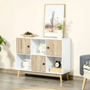 6-Cube Natural Storage Cabinet with Doors for Dining & Living Room