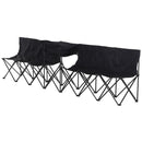 Black 6-Seater Folding Steel Camping Bench with Cooler Bag