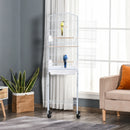 White Bird Cage with Stand and Accessories, 46.5 x 36 x 157 cm
