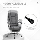 Grey Linen Swivel Office Chair with Reclining Backrest and Footrest