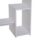 White Compact Corner Computer Desk with Keyboard Tray and Storage Shelf