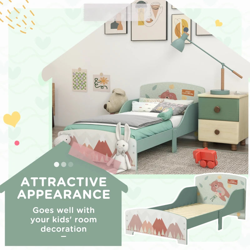 Green Toddler Bed Frame for Ages 3-6 Years