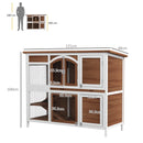 Wooden Two-Tier Pet Hutch - Openable Roof, Slide-Out Tray (Natural)