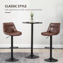 Brown Swivel Bar Stools Set of 2, Modern Kitchen Height Barstools in PU Leather