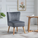 Grey Fabric Accent Chair with Rubber Wood Legs and Thick Padding