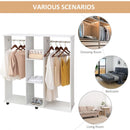 Double Mobile Wardrobe Organizer with 6 Wheels - White