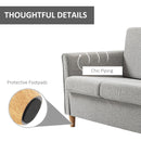 Modern Light Grey 2 Seater Loveseat Sofa with Wood Legs and Armrests