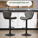 Dark Grey Swivel Barstools Set, 2 Breakfast Bar Chairs with Backrest & Footrest