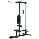 Black Pull Up Power Tower with Adjustable Seat - Home Gym Fitness Equipment