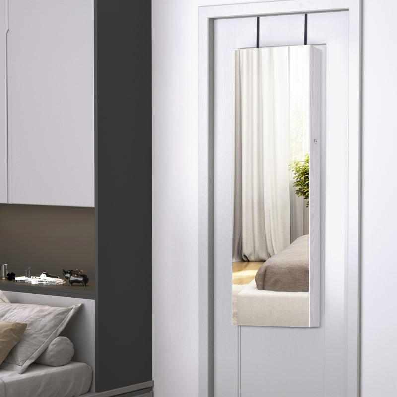 White LED Mirror Jewelry Cabinet Organizer