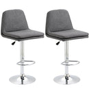 Grey Swivel Fabric Bar Stools Set of 2 - Adjustable Counter Height Chairs with Backrest and Footrest