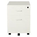 White Wood Grain 2-Drawer Locking Filing Cabinet with Wheels
