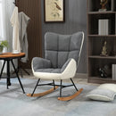 Grey and Cream Upholstered Rocking Chair for Nursery and Living Room