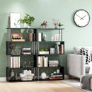 Black S-Shaped 5-Tier Bookcase - Modern Freestanding Storage Shelf (80 x 30 x 145cm)
