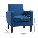 Blue Modern Accent Chair with Rubber Wood Legs for Living Room & Bedroom