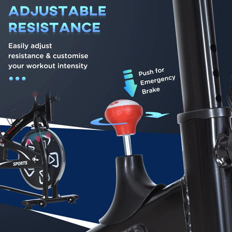 Black Indoor Exercise Bike with Adjustable Resistance and LCD Monitor