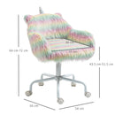 Colourful Fluffy Home Office Chair with Armrests and Swivel Wheels