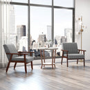 Grey Mid Century Accent Chairs Set of 2 with Wooden Legs