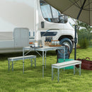 Aluminium Folding Picnic Table and Bench Set - 3-Piece, Grey
