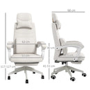 White Linen-Look Office Chair with Reclining Back and Footrest