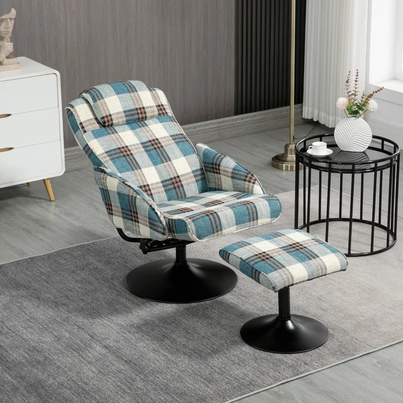 Multicolour Swivel Recliner Chair with Adjustable Backrest and Footstool