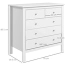 White 5-Drawer Storage Cabinet with Metal Handles - Bedroom, Living Room, Nursery Organizer