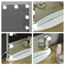 White Hollywood Vanity Mirror with 12 Dimmable LED Bulbs