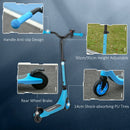 Blue Electric Scooter with 120W Motor, Battery Display, Adjustable Height, Rear Brake - Ages 6+