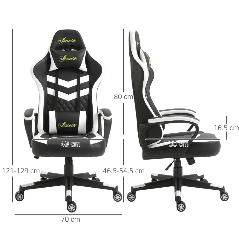 Black Grey Gaming Chair with Lumbar Support and Swivel Wheels