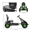 Green Kids Pedal Go Kart with Adjustable Seat and Inflatable Tyres