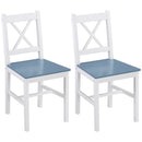 White Pine Wood Cross Back Dining Chairs Set of 2