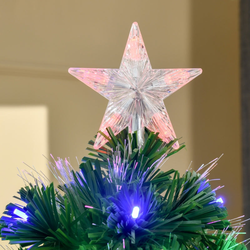 6FT Pre-Lit Fiber Optic Christmas Tree with Star Topper, 6 Color LED Lights