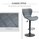 Grey Adjustable Swivel Bar Stools Set of 2 with Backrest & Footrest