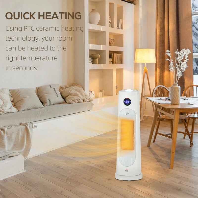 White Portable Electric Ceramic Space Heater with Thermostat & Timer