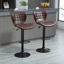 Brown Swivel Bar Stools Set of 2 - Adjustable Height, PU Leather, Backrest & Footrest