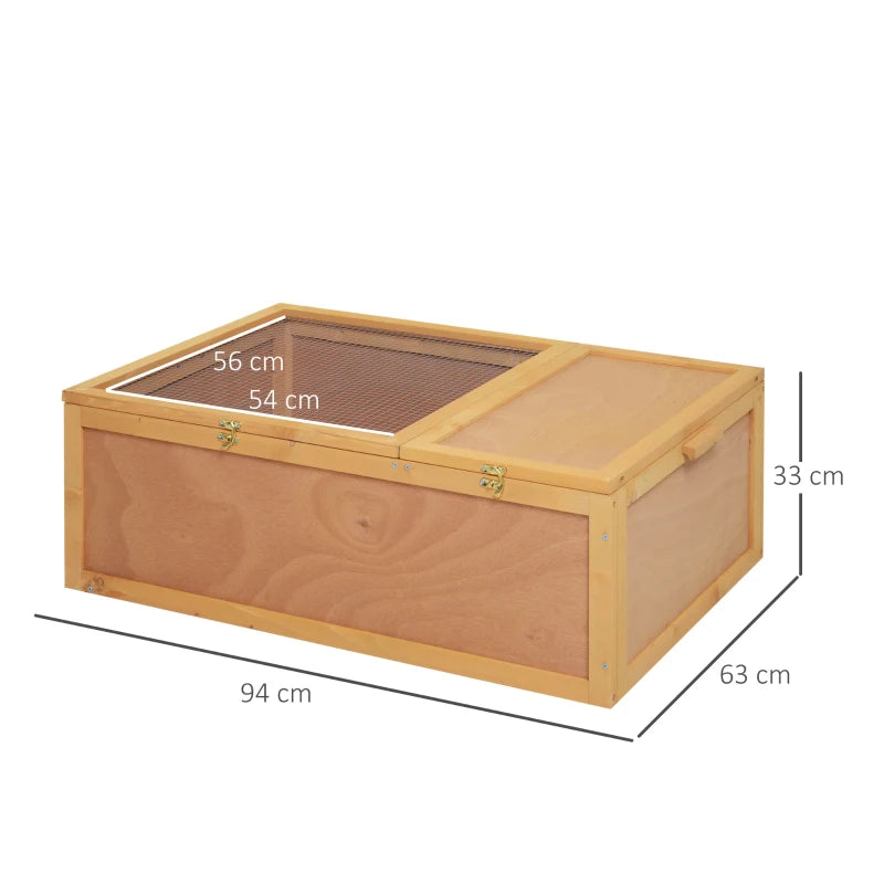 Yellow Wooden Tortoise House 94cm - Small Reptile Habitat