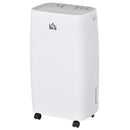 White 12L/Day Dehumidifier with Continuous Drainage, 2.5L Tank, Timer & Humidity Display