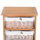 5-Drawer Wicker Basket Storage Unit - Natural Wood Finish