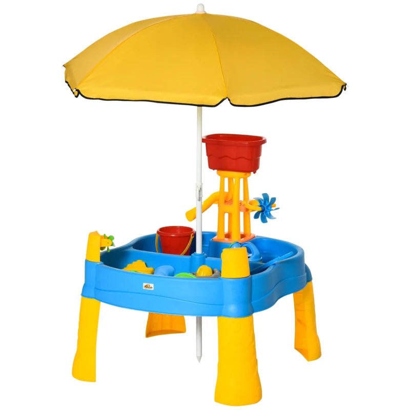 Water Table Set Multicoloured Sand & Water Table Set with Adjustable Parasol