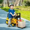 Yellow Kids Ride-On Construction Car with Fork and Tray