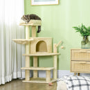 Cat Tree Tower with Scratching Post - Cream White, 100cm