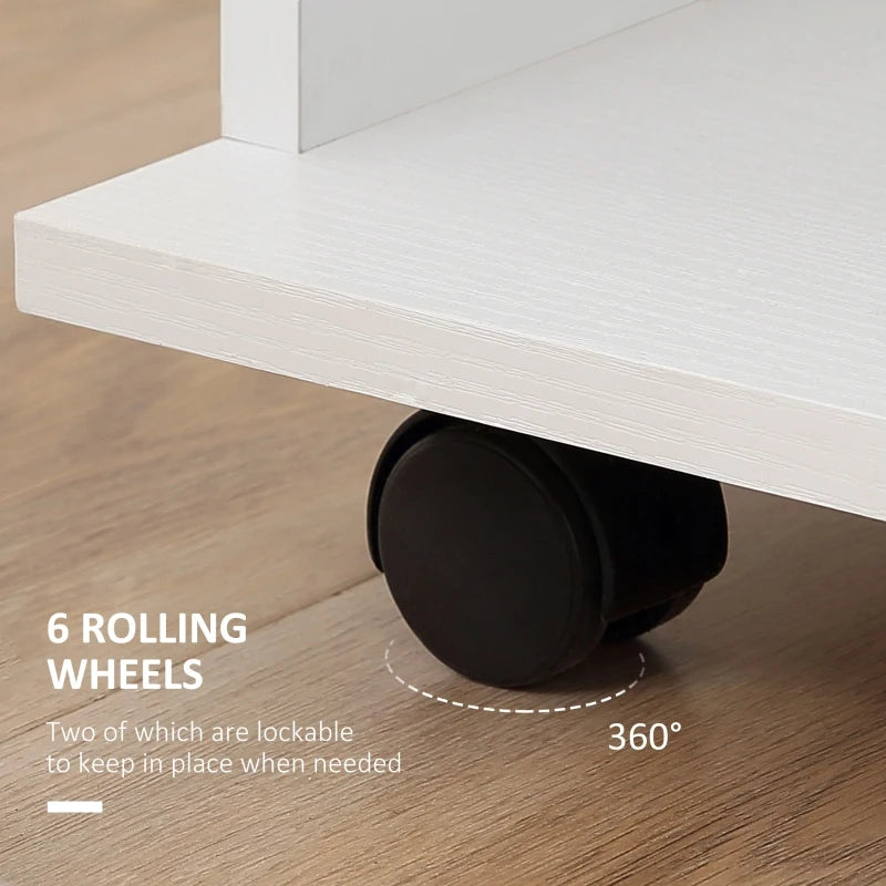 Double Mobile Wardrobe Organizer with 6 Wheels - White